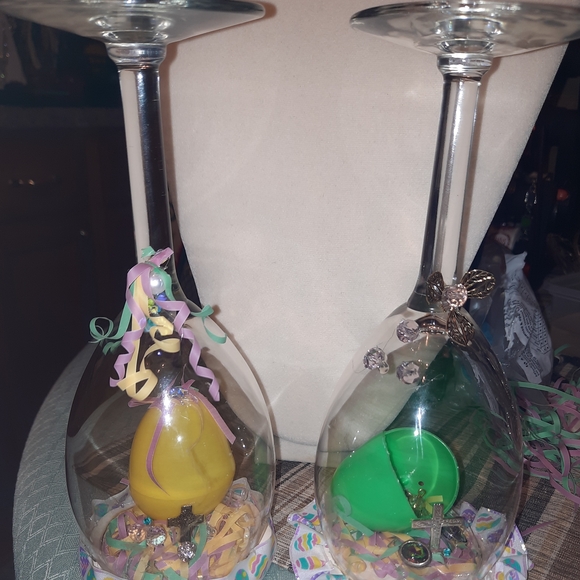 Other - Decorative Easter Wine Glass Candle Holder